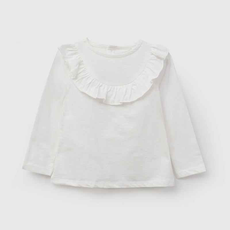 Polera vuelos niña blanco 6-9M a 4-5A