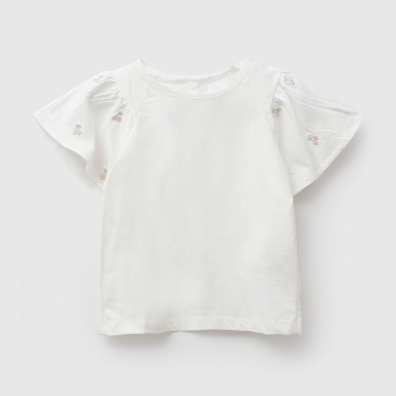 Polera manga vuelos niña blanco 6-9M a 4-5A