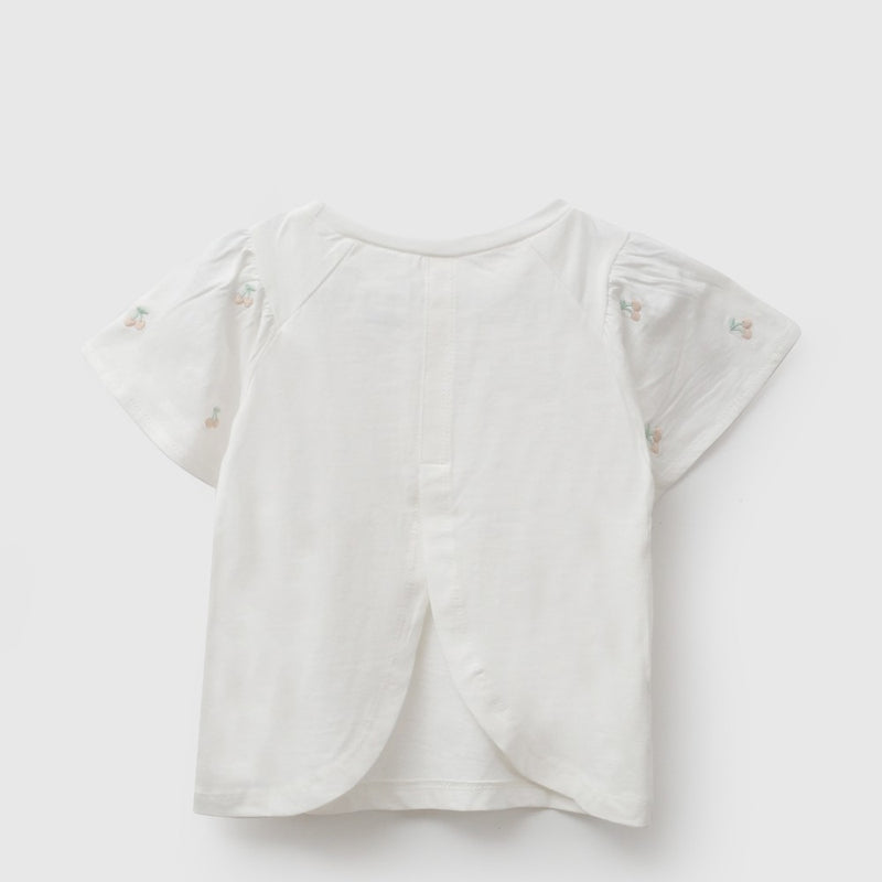 Polera manga vuelos niña blanco 6-9M a 4-5A