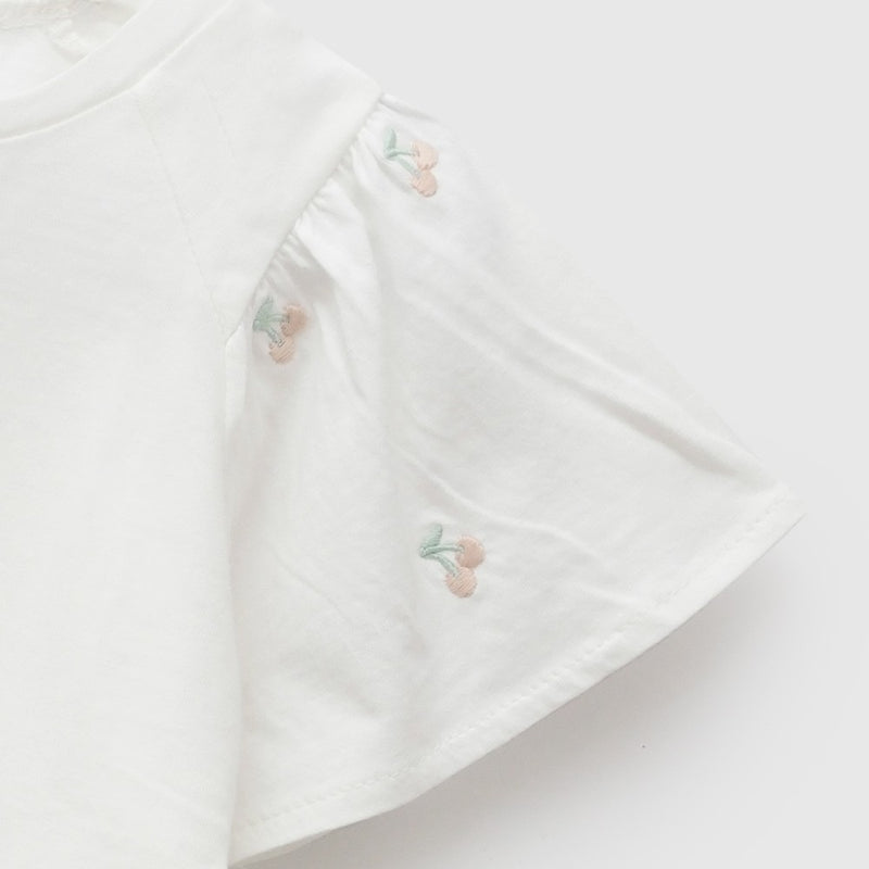 Polera manga vuelos niña blanco 6-9M a 4-5A