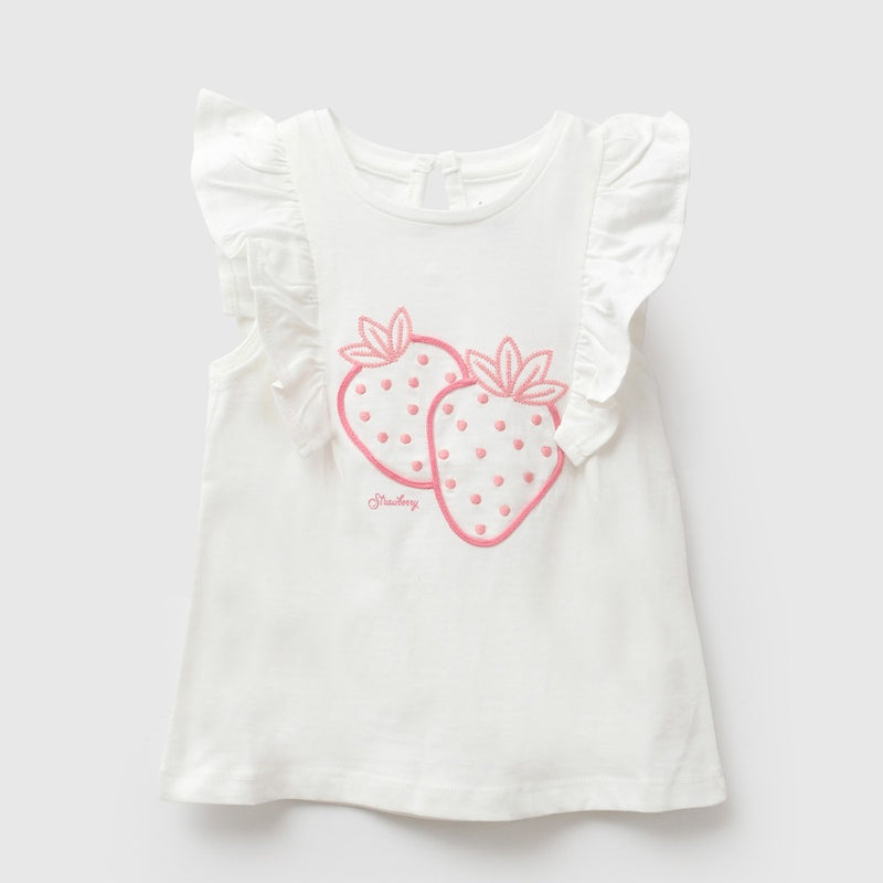 Polera frutillas niña blanco 6-9M a 4-5A