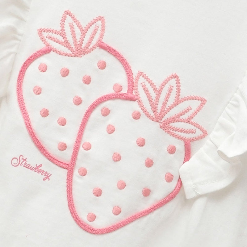 Polera frutillas niña blanco 6-9M a 4-5A