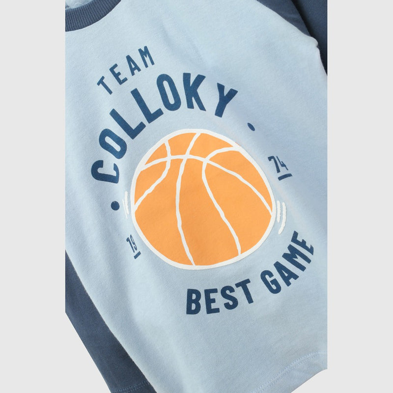 Polera colloky niño celeste 6-9M a 4-5A