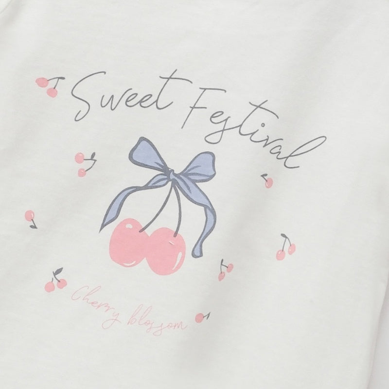 Polera cherry niña blanco 6-9M a 4-5A