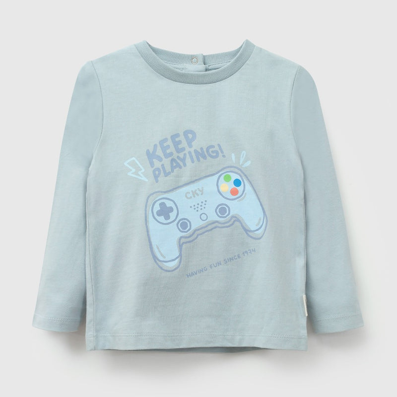 Polera joystick niño celeste 6-9M a 4-5A