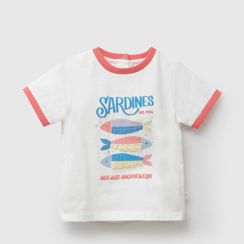 Polera sardines niño blanco 6-9M a 4-5A