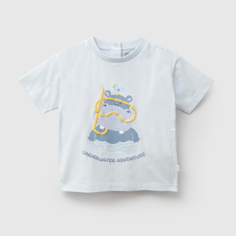 Polera hipopotamo niño celeste 6-9M a 4-5A