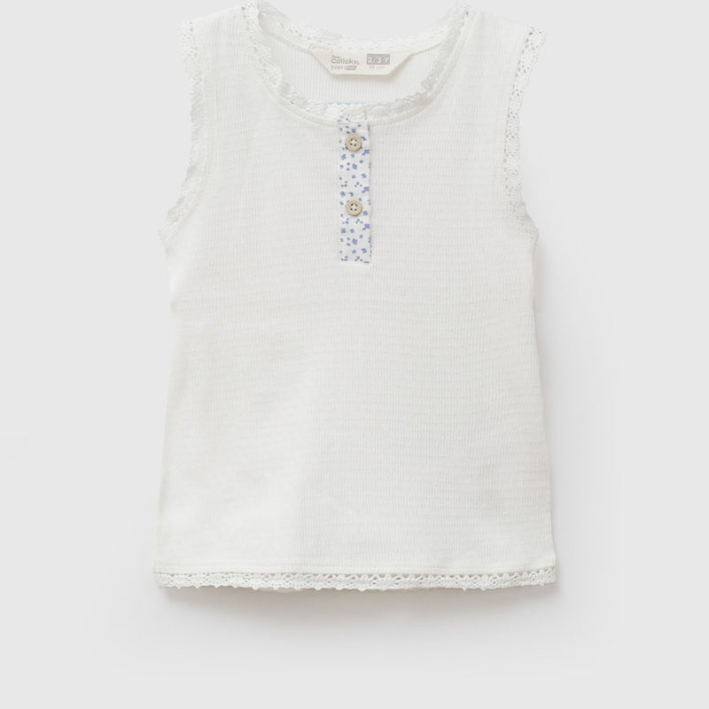 Polera sin mangas niña crema 6-9M a 4-5A