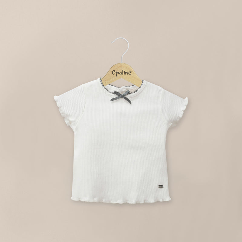 Polera Rib Cinta Blanca Infant Niña