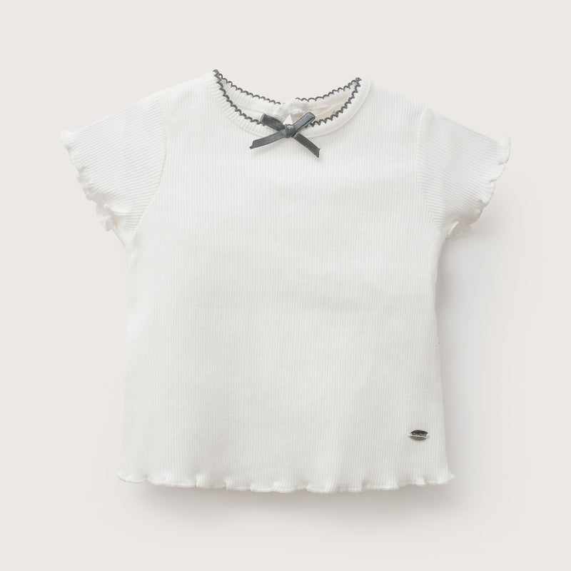 Polera Rib Cinta Blanca Infant Niña