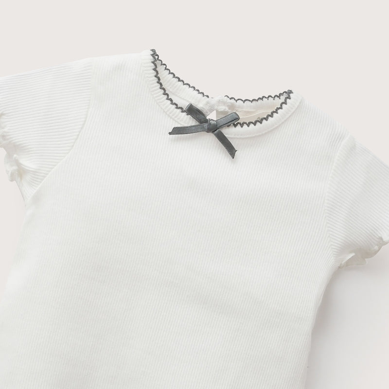Polera Rib Cinta Blanca Infant Niña