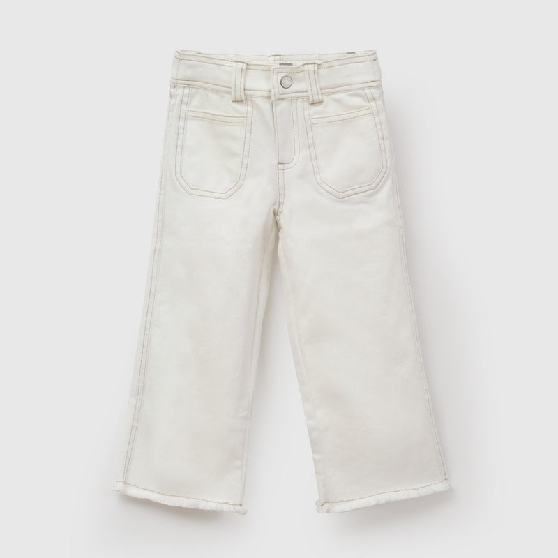 Pantalon gabardina ajustable niña crema 6-9M a 4-5A