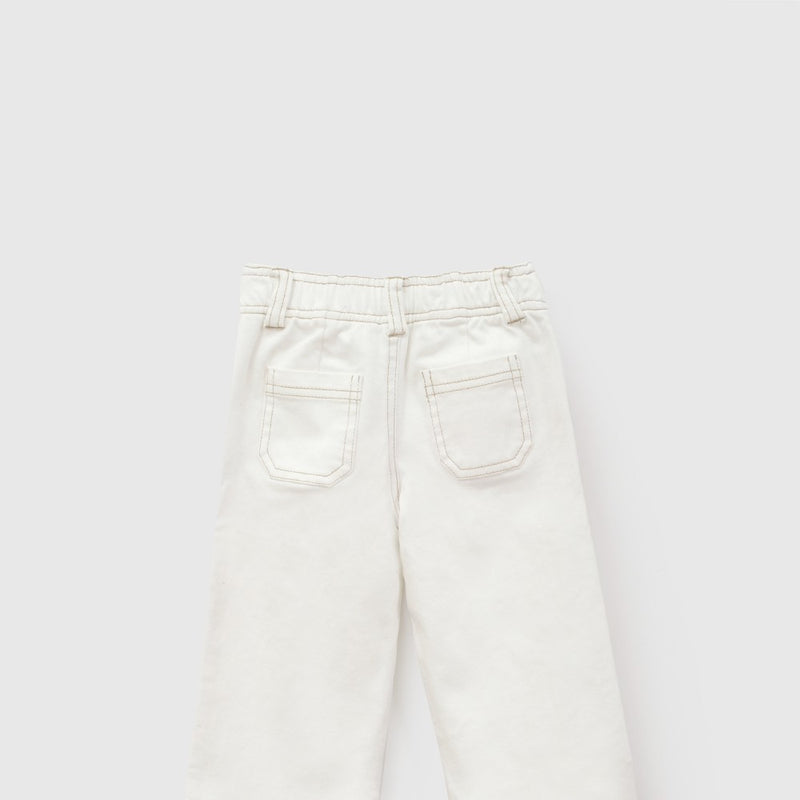 Pantalon gabardina ajustable niña crema 6-9M a 4-5A