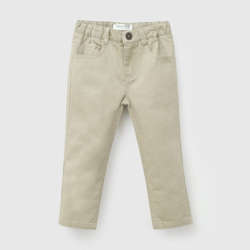 Pantalon gabardina niño beige 6-9M a 4-5A