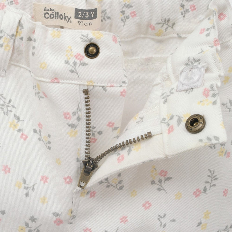 Pantalon gabardina niña crema 6-9M a 4-5A