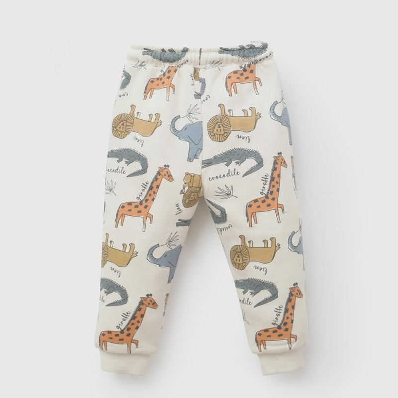 Pantalon buzo animales niño beige 6-9M a 4-5A
