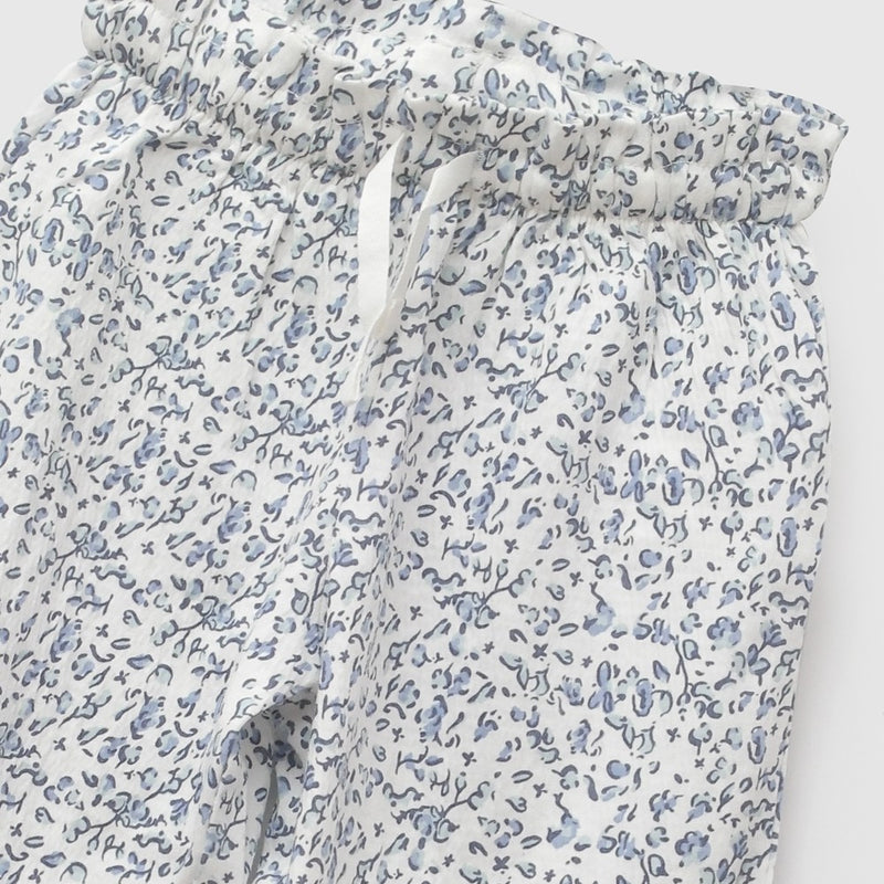 Pantalon tejido waffle niña celeste 6-9M a 4-5A