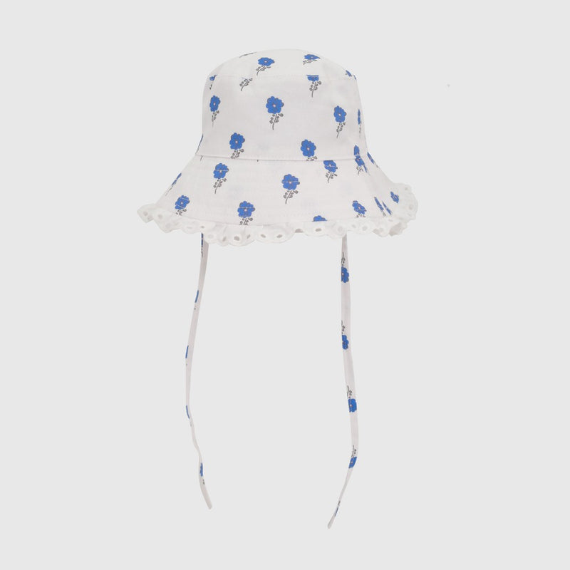 Sombrero Blanco Flores de Niña Infantil talla 3/6 M a 12/24M