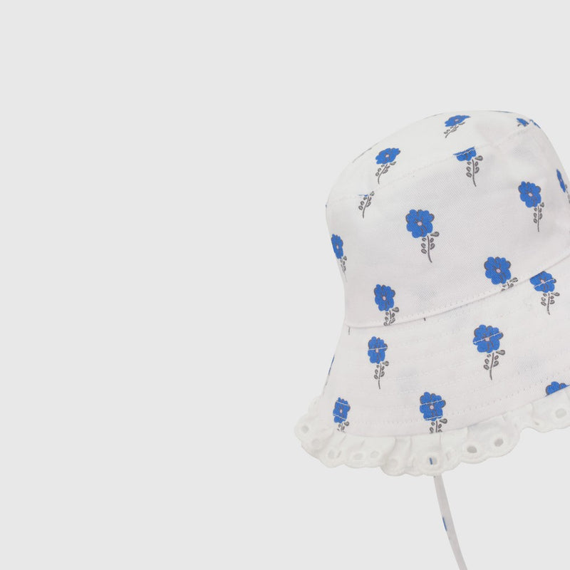 Sombrero Blanco Flores de Niña Infantil talla 3/6 M a 12/24M