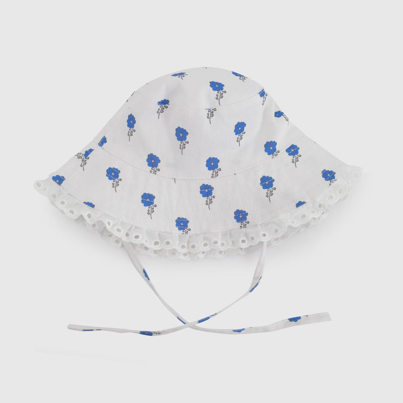 Sombrero Blanco Flores de Niña Infantil talla 3/6 M a 12/24M