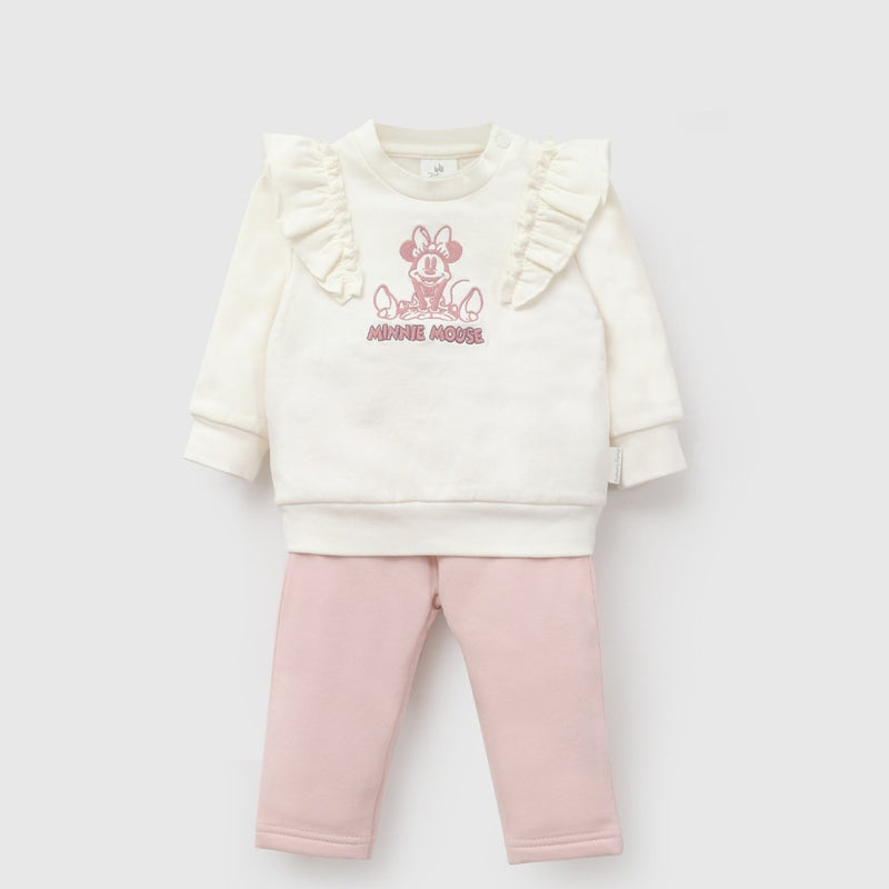 Set poleron/pantalon polycotton Disney Minnie Mouse niña rosado 0-3M a 9-12M