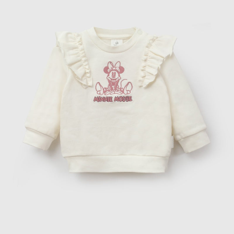 Set poleron/pantalon polycotton Disney Minnie Mouse niña rosado 0-3M a 9-12M