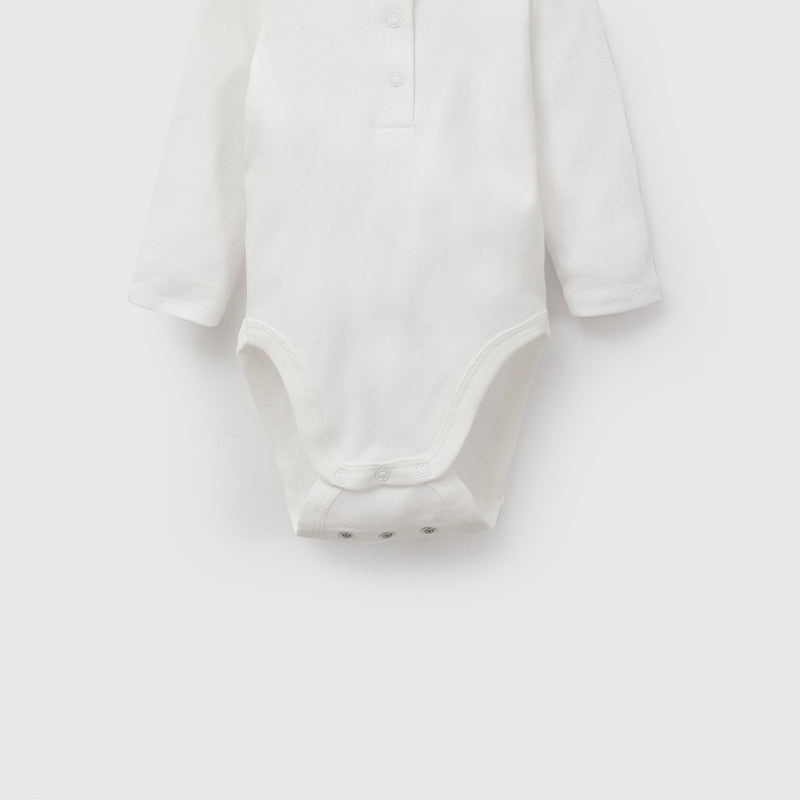 Set body cuello polo rib niño cafe 0/3M a 18/24M