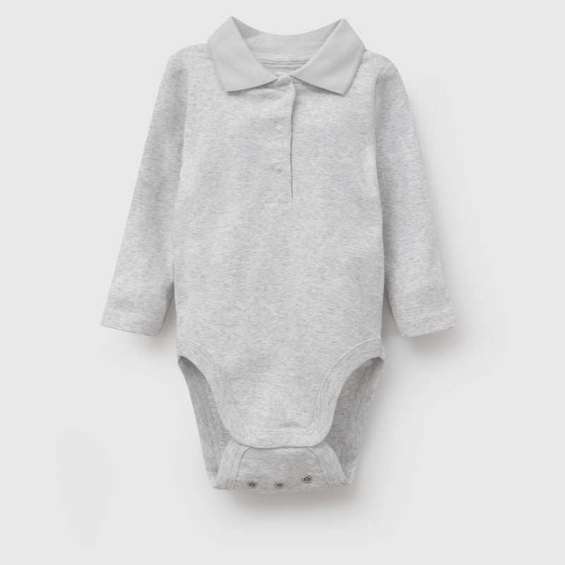 Set body cuello polo rib niño cafe 0/3M a 18/24M