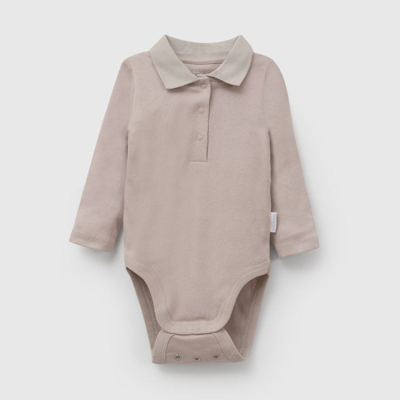Set body cuello polo rib niño cafe 0/3M a 18/24M