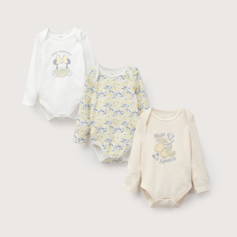 Pack 3 Bodies Amarillo Disney Bebé Niña