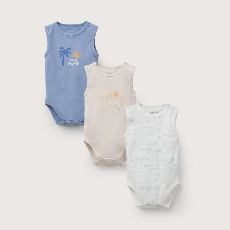 Pack 3 Bodies Azul Bebe Niño