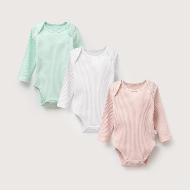 Pack 3 Bodies Rib Rosado Bebé Niña