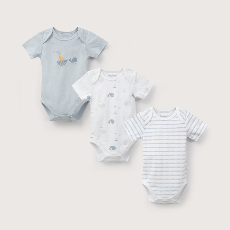 Pack 3 Bodies Manga Corta Celeste Bebe Niño