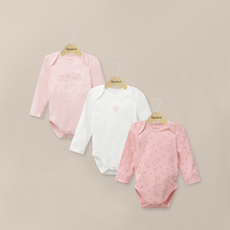Pack 3 Bodies Rosado Claro Bebé Niña