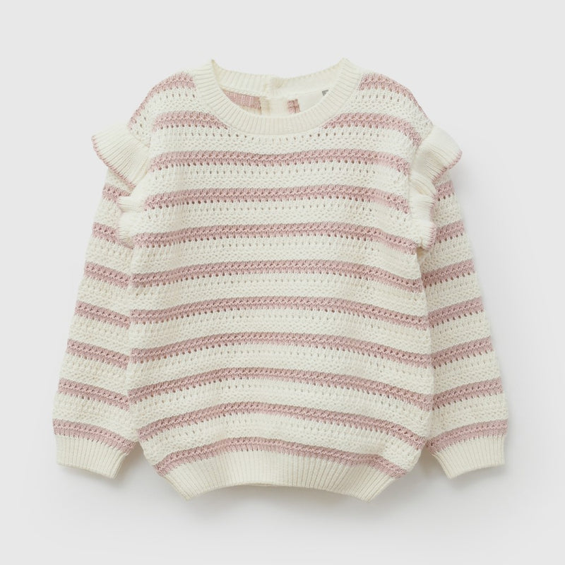 Sweater rayas niña rosa viejo 6-9M a 4-5A