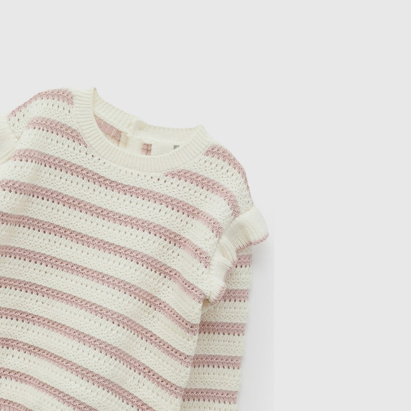 Sweater rayas niña rosa viejo 6-9M a 4-5A