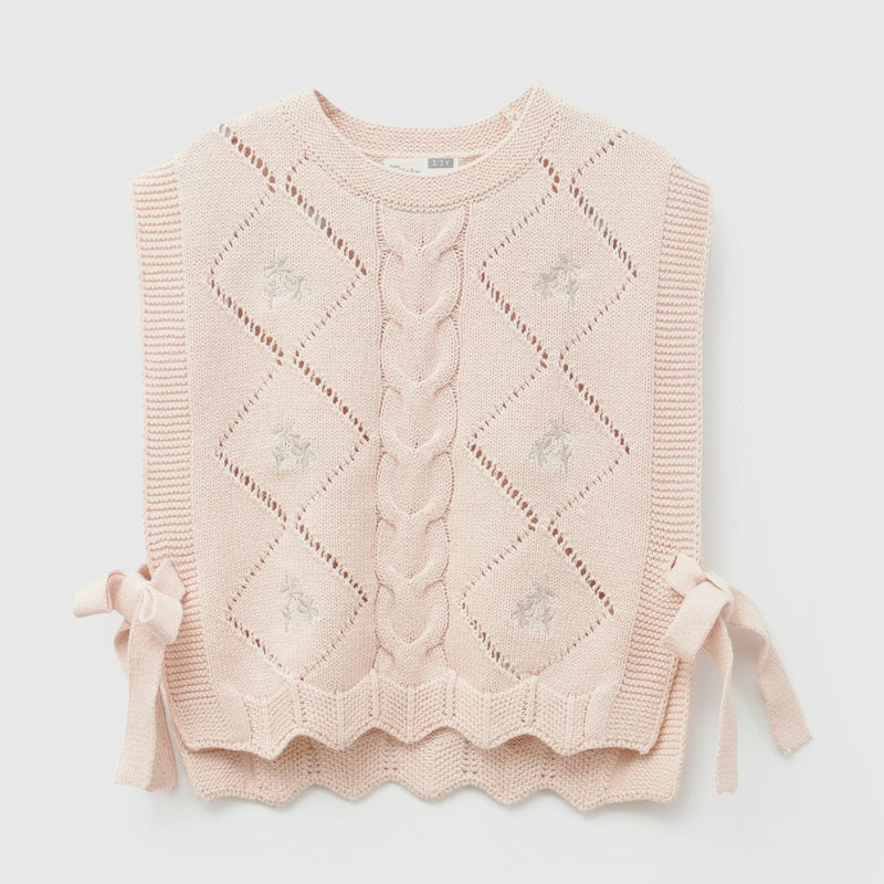 Sweater tejido niña rosa viejo 6-9M a 4-5A