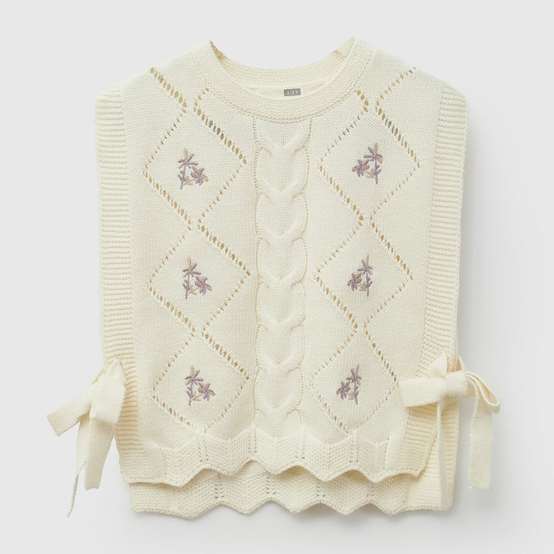 Sweater tejido niña crema 6-9M a 4-5A