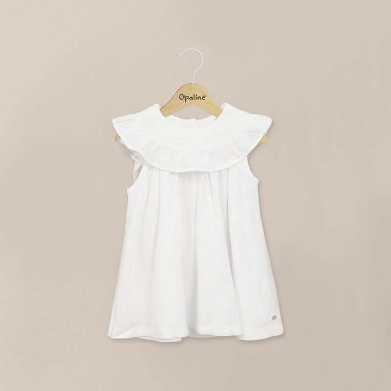 Vestido Blanco Con Lino Infant Niña