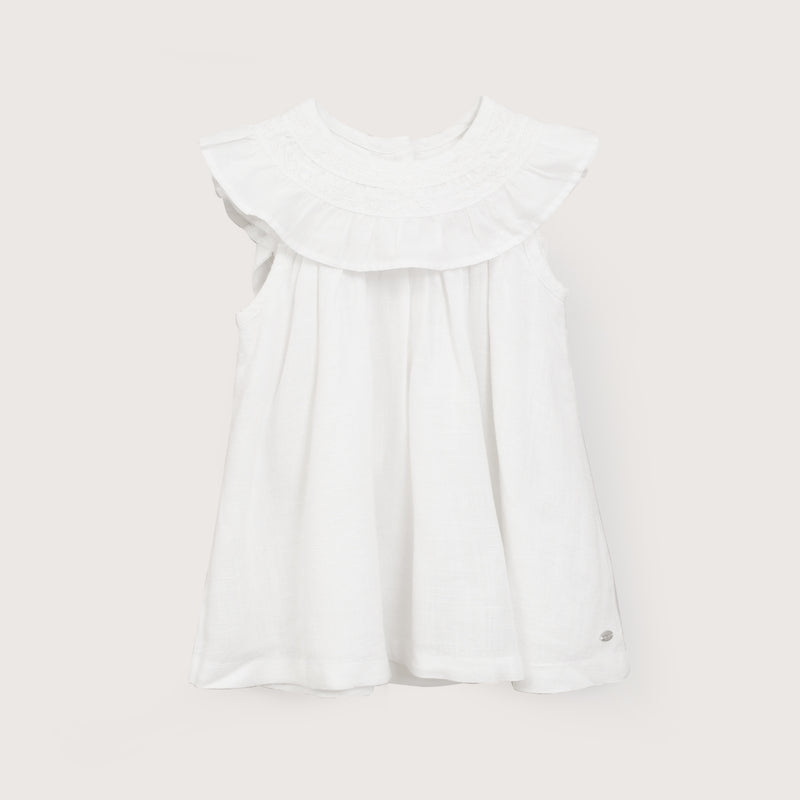Vestido Blanco Con Lino Infant Niña