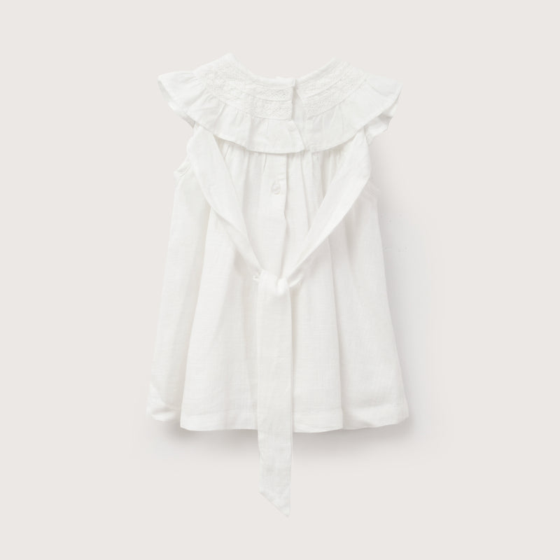 Vestido Blanco Con Lino Infant Niña