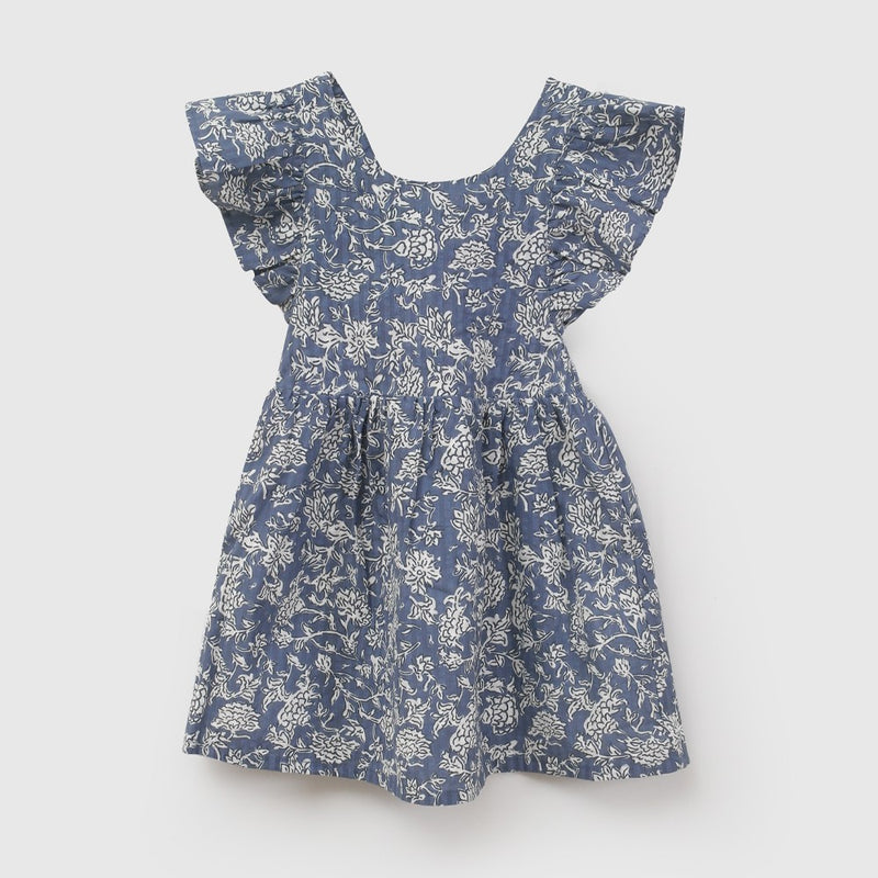 Vestido manga vuelos niña celeste 6-9M a 4-5A