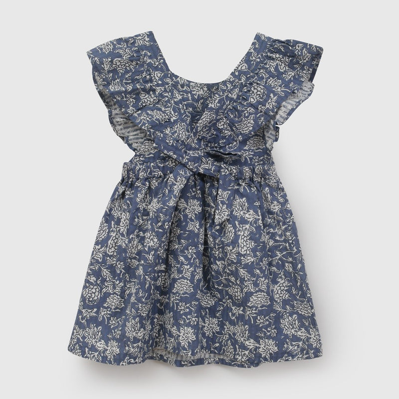 Vestido manga vuelos niña celeste 6-9M a 4-5A
