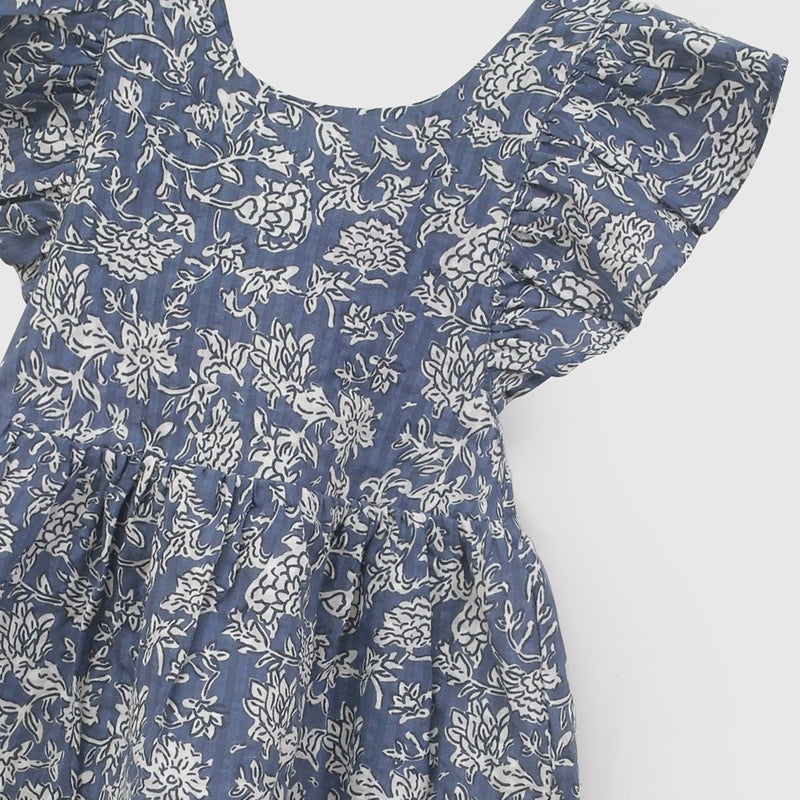 Vestido manga vuelos niña celeste 6-9M a 4-5A