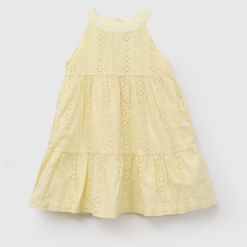 Vestido cuello halter niña amarillo 6-9M a 4-5A