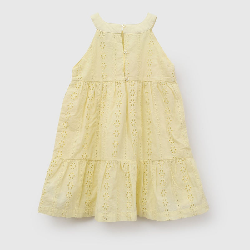 Vestido cuello halter niña amarillo 6-9M a 4-5A