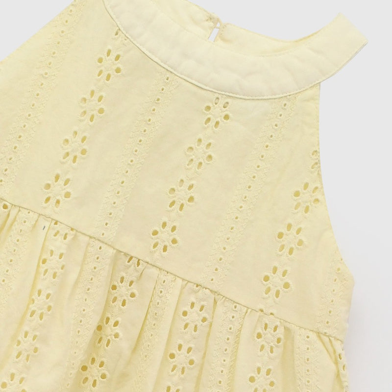 Vestido cuello halter niña amarillo 6-9M a 4-5A