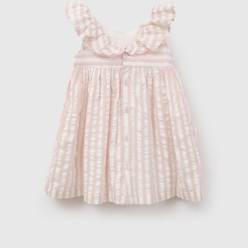 Vestido rayas niña rosado 6-9M a 4-5A