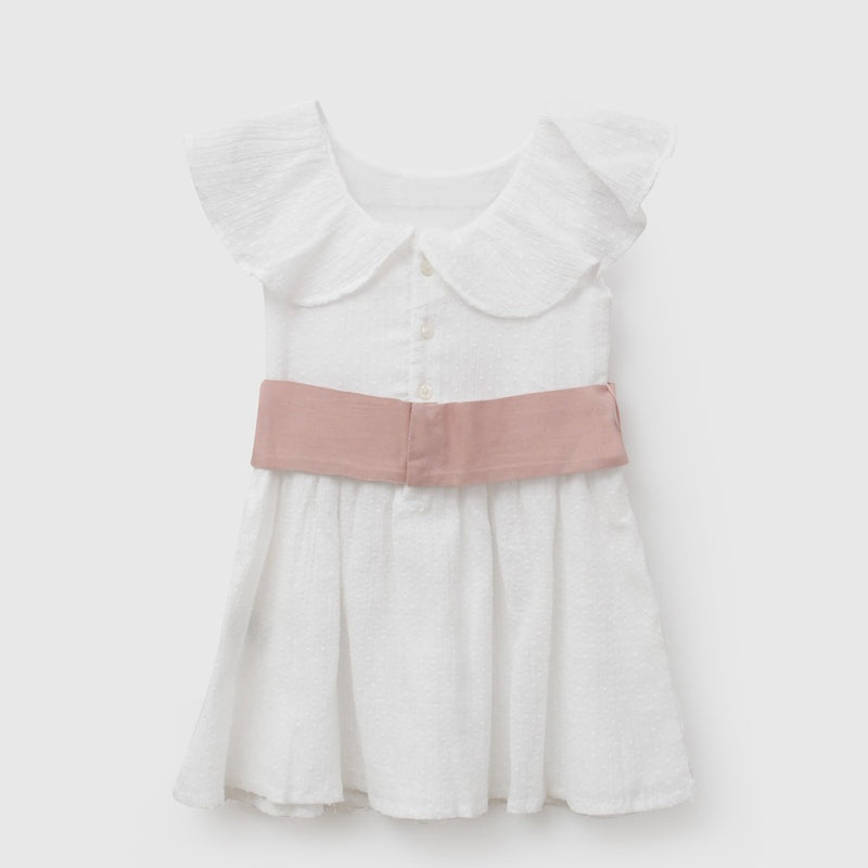 Vestido manga globo ceremony niña blanco 6-9M a 4-5A