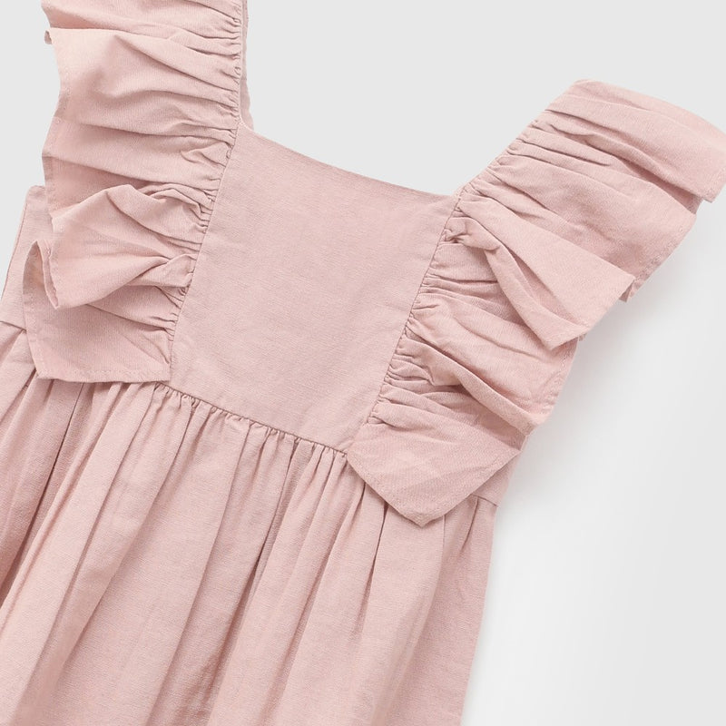 Vestido manga vuelos niña rosa viejo 6-9M a 4-5A